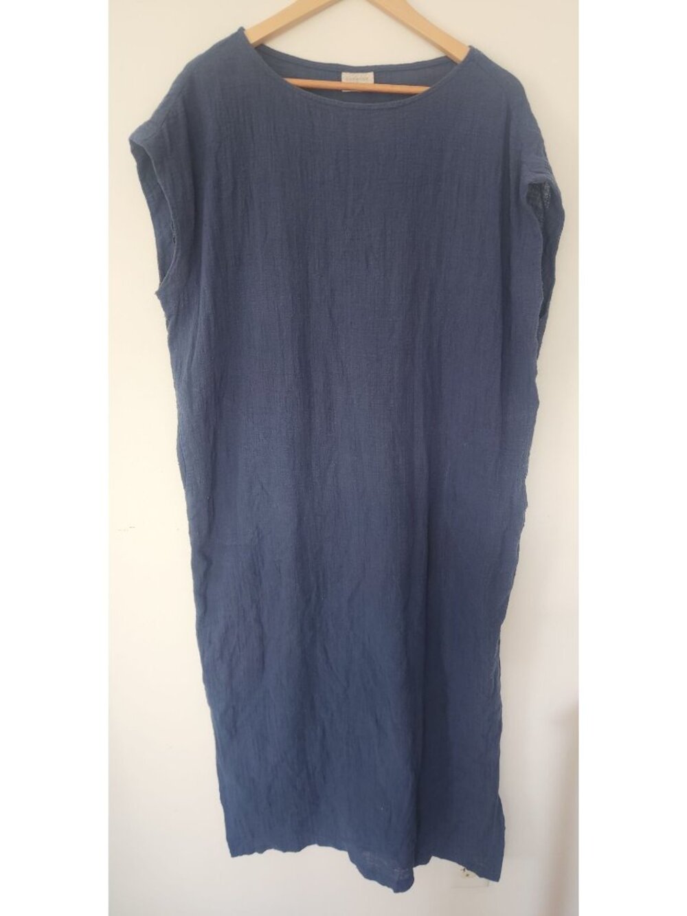 Curator SF Women's Sz L Blue Kaftan Midi Length Dress